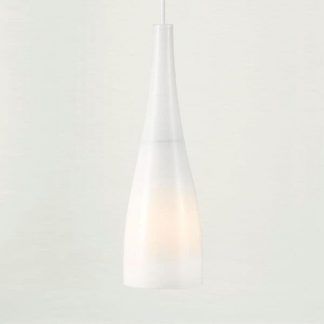 biała lampa wisząca szklany klosz w kształcie butelki