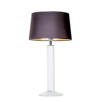 biała nowoczesna lampa stołowa czarny abażur