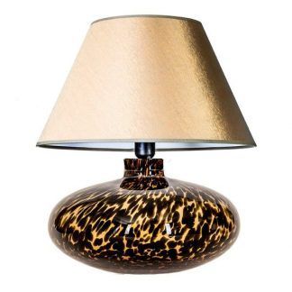 cętkowana lampa ceramiczna ze złotym abażurem do sypialni