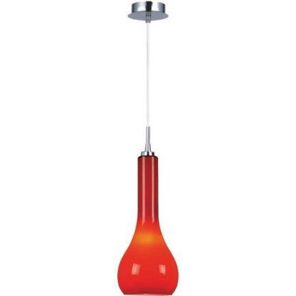 czerwona lampa wisząca szklana w kształcie tykwy