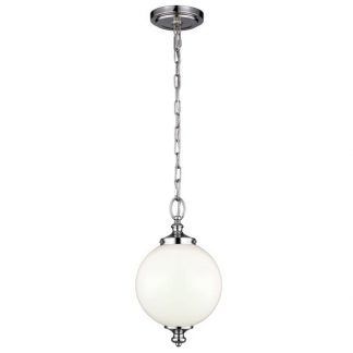 duża szklana kula - biała lampa wisząca ze srebrnym wykończeniem