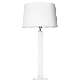 biała lampa stołowa z białym abażurem
