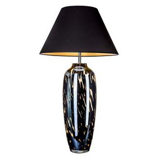 elegancka lampa stołowa czarny abażur złoty w środku