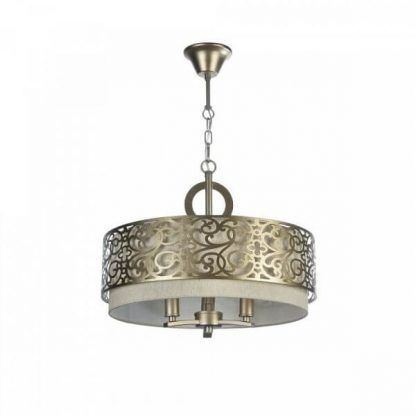 elegancka lampa z beżowym abażurem złoty wzór