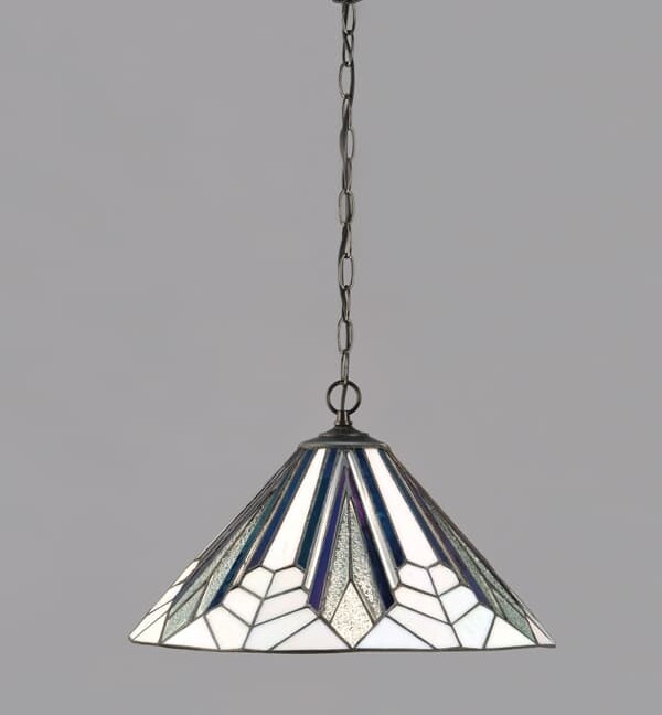 geometryczna lampa wisząca biel zieleń fiolet