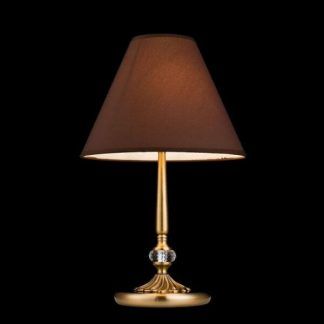 Klasyczna lampa stołowa z brązowym abażurem