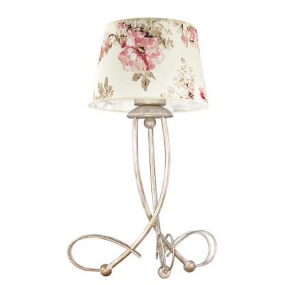 klasyczna lampa stołowa z kwiecistymi różowymi kwiatami