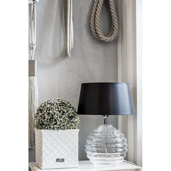 Lampa stołowa Antibes - kolor biały, transparentny, Czarny - L216081502