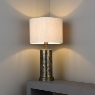 Lampa stołowa Indara - kolor beżowy, brązowy - 71591