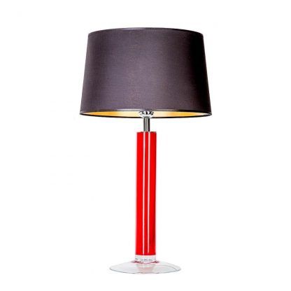 lampa stołowa z cienką podstawą czerwień i czerń
