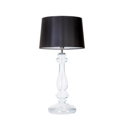 lampa stołowa ze szklaną podstawą czarny abażur