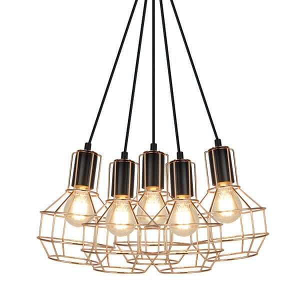 Lampa wisząca Giulio - kolor miedź, Czarny - P12105-L-5