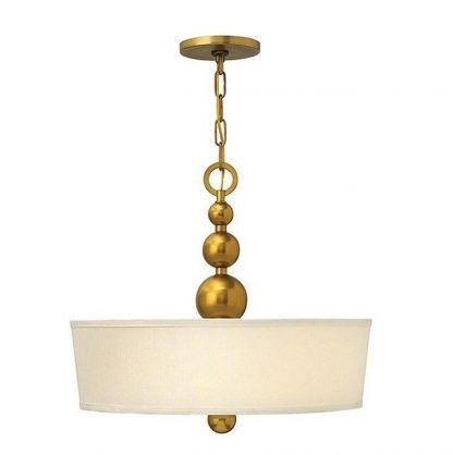 lampa wisząca ze złotymi kulami i abażurem