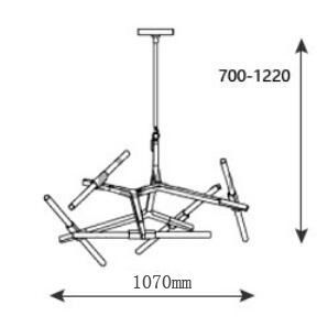 Dekoracyjna lampa Sticks 10 - regulacja ramion - czarna