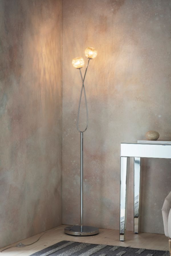 Lampa podłogowa Aerith - kolor srebrny, transparentny, Szary - 76123