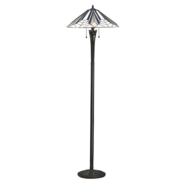 lampa podłogowa z witrażowym kloszem szara