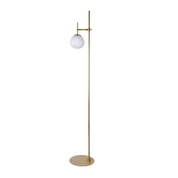 Lampa podłogowa do salonu złota ze szklanym kloszem