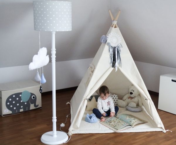 Lampa podłogowa Lovely Dots - kolor biały, Szary - LOVELY DOTS GREY FL