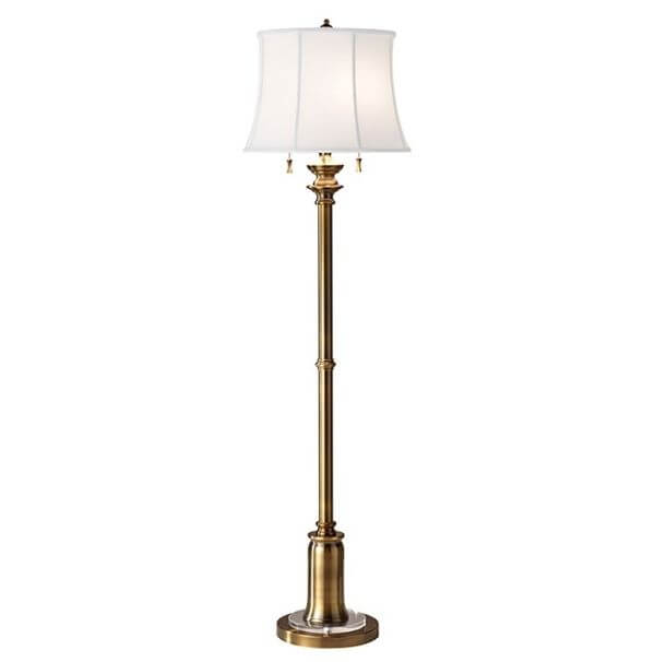 klasyczna lampa podłogowa mosiądz biały abażur
