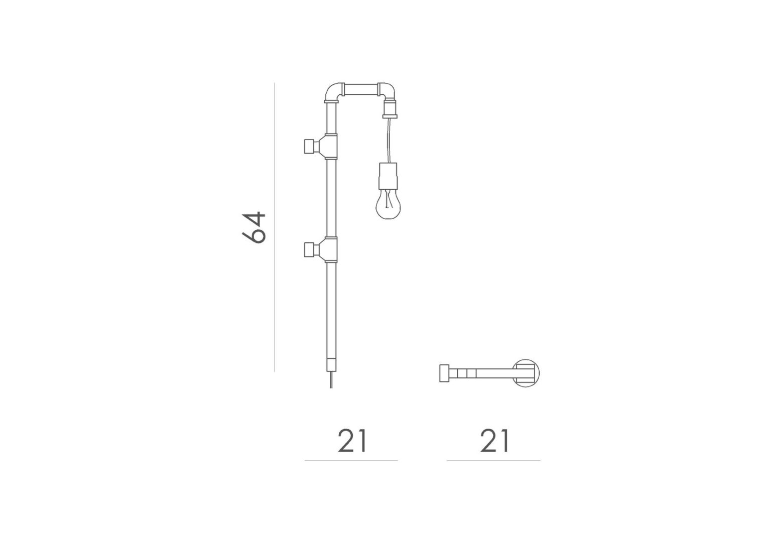 Lampa ścienna Wand - czarne rurki