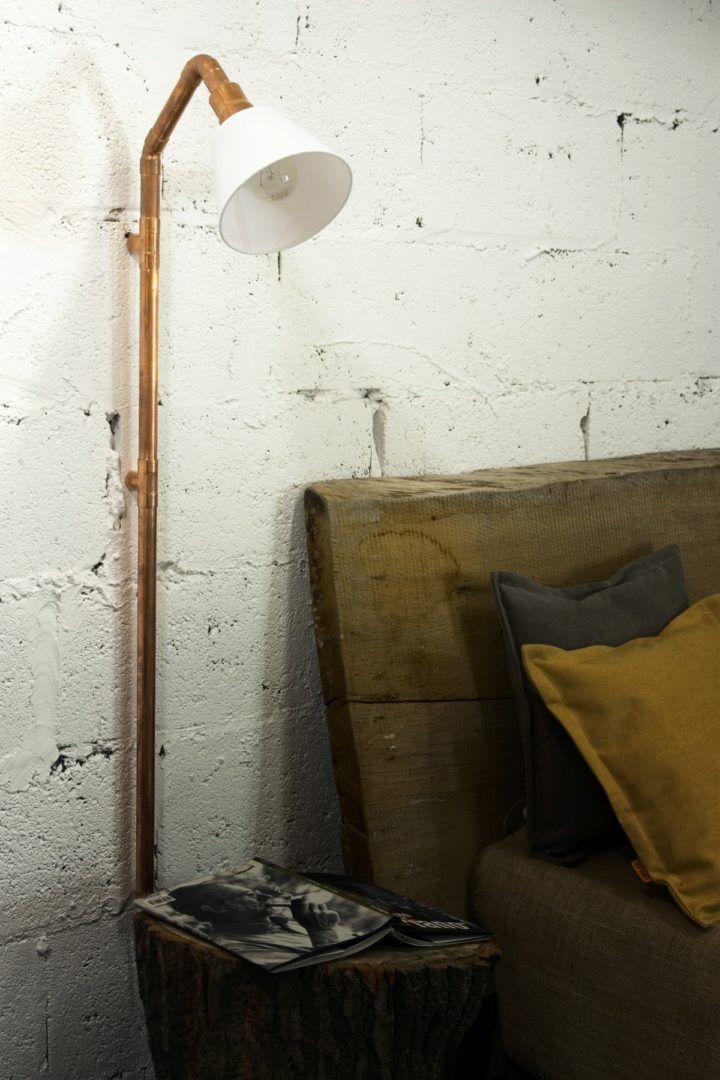 Lampa ścienna Wand - miedziana, z abażurem