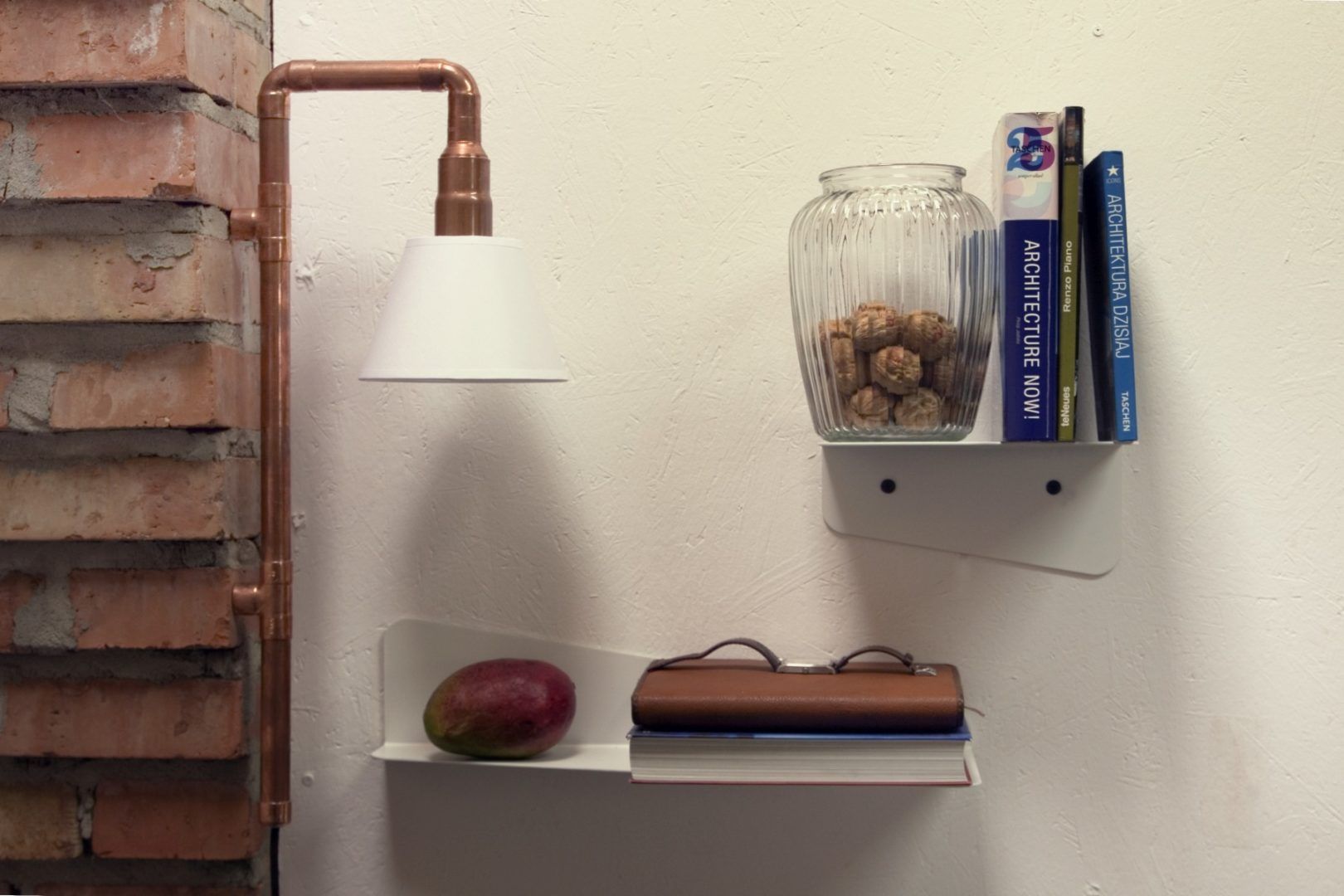 Lampa ścienna Wand - podstawa z rurek, biały abażur