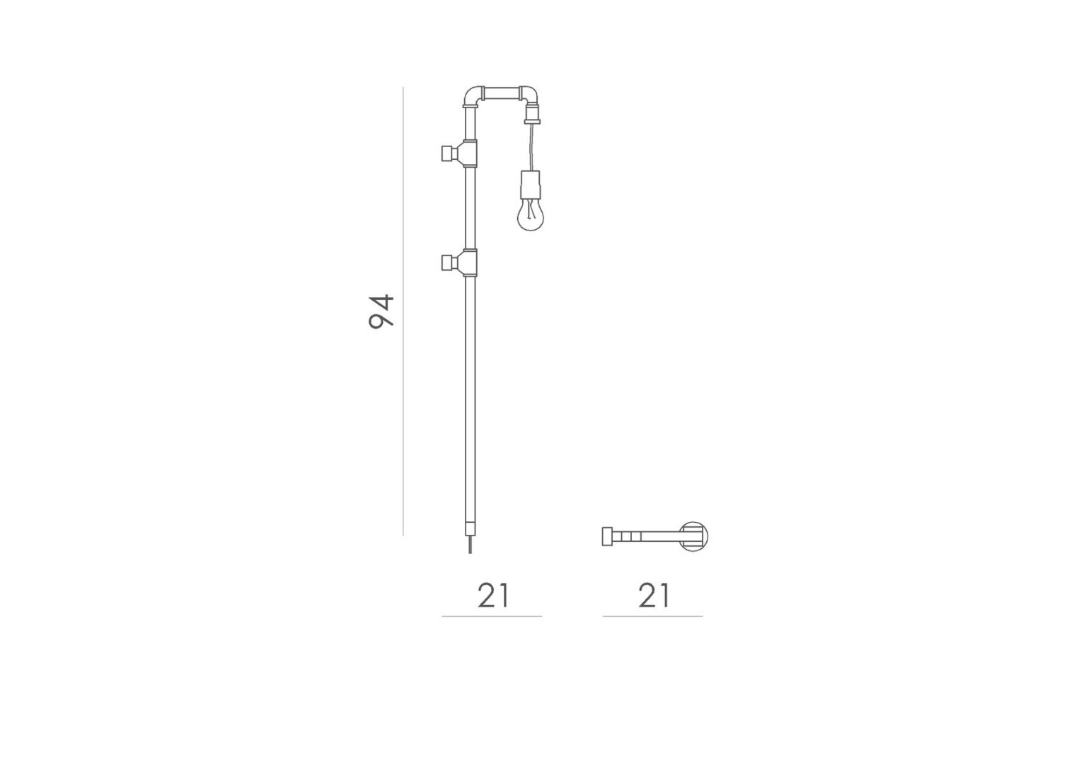 Lampa ścienna Wand - stalowa, z rurek, czarna