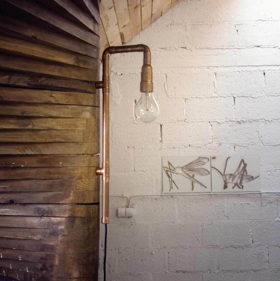 Lampa ścienna Wand - z miedzianych rurek