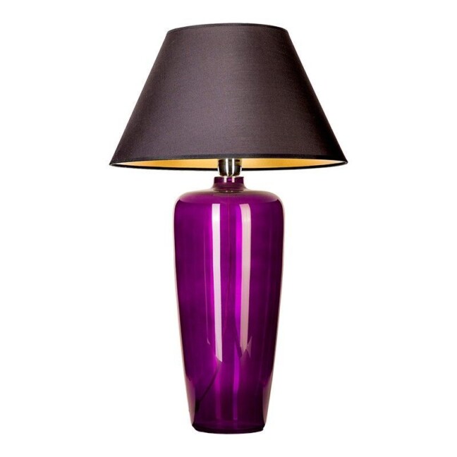 fioletowa podłużna lampa stołowa z abażurem do pokoju