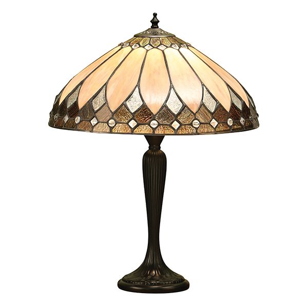elegancka lampa stołowa witrażowa odcienie brązu