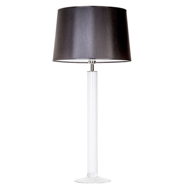 stołowa lampa z białą podstawą i czarnym abażurem