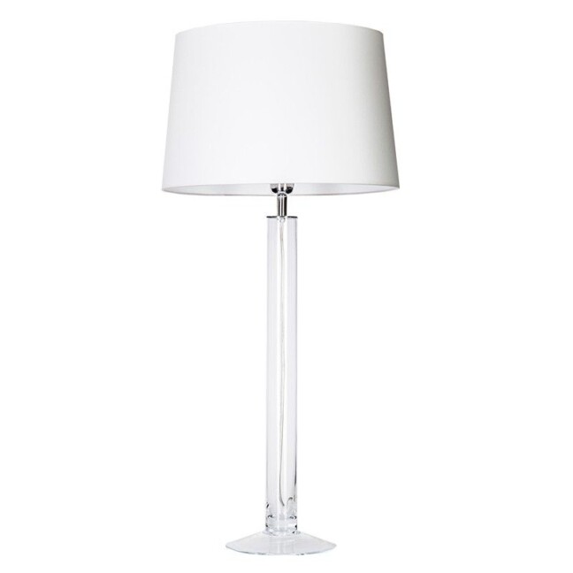 biały abazur lampa podłogowa - szklana cienka noga