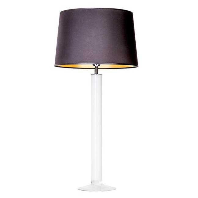biała lampa stołowa z czarnym abażurem