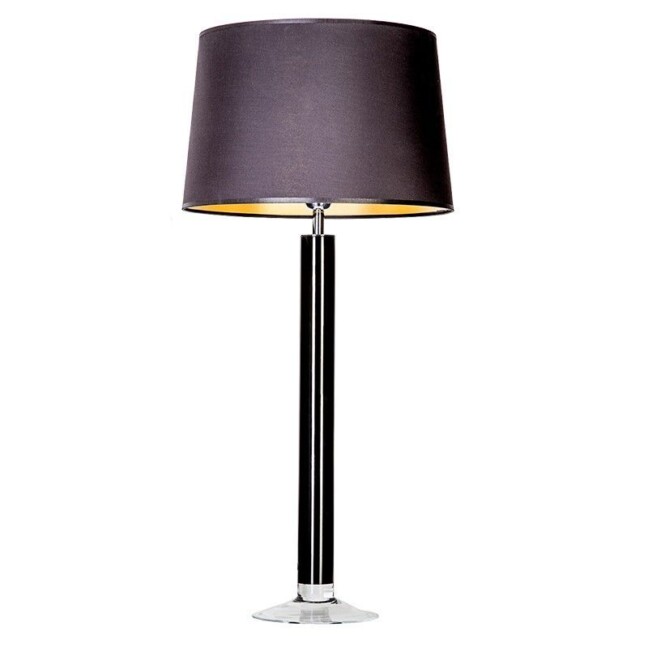 czarna lampa stołowa z abażurem do sypialni
