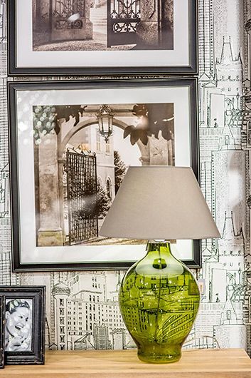 Lampa stołowa Genova - kolor beżowy, Szary, Zielony - L011011206