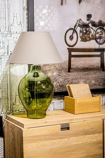 Lampa stołowa Genova - kolor beżowy, Szary, Zielony - L011011206