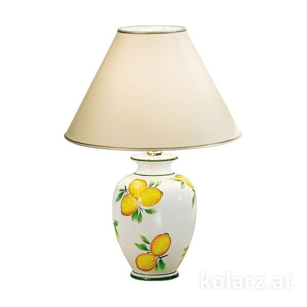porcelanowa lampa stołowa w cytryny z abażurem