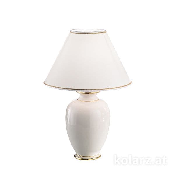 ceramiczna lampa stołowa z białym abażurem