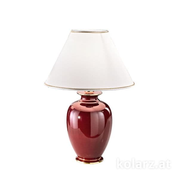 klasyczna lampa stołowa z porcelany bordowa