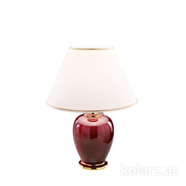 porcelanowa bordowa lampa stołowa klasyczna