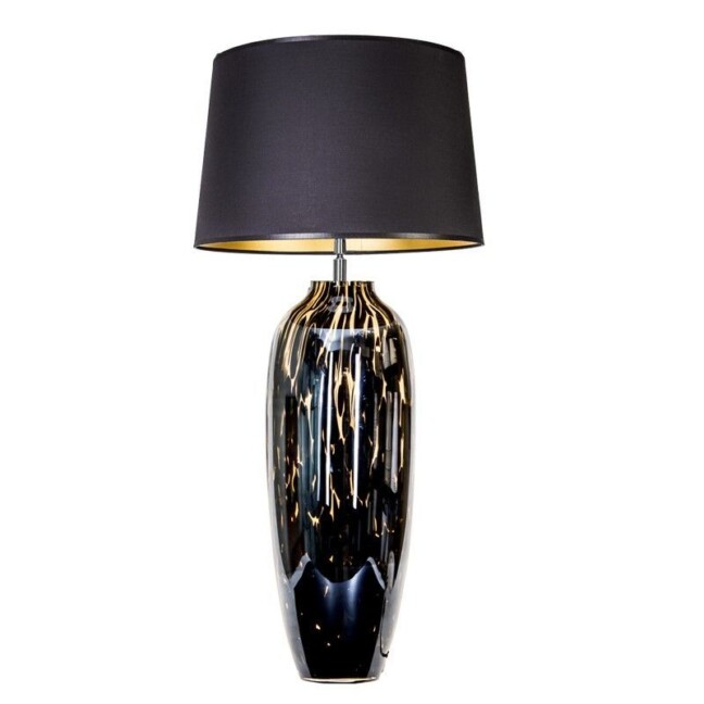 wysoka lampa stołowa z barwionego szkła