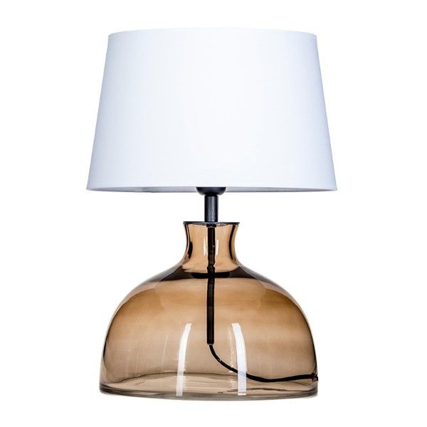 Lampa stołowa Haga - kolor beżowy, biały, transparentny - L212175217