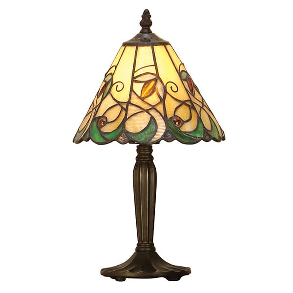 lampa stołowa ze szkła witrażowego brązowa nóżka