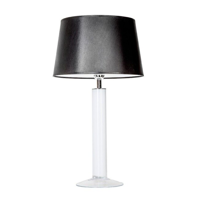 wąska lampa stołowa biała z czarnym abażurem