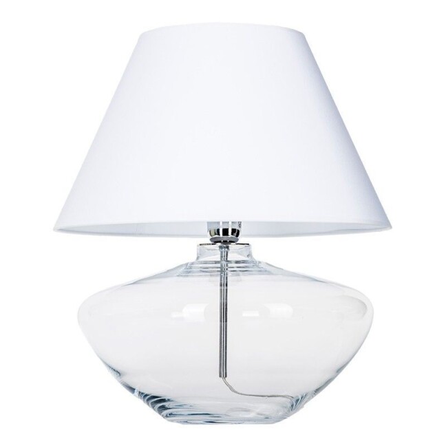 szklana lampa z białym abażurem - owalny kształt