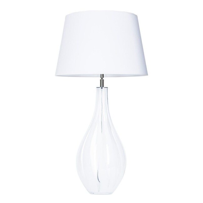 szklana lampa stołowa na stolik kawowy biała