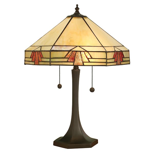 lampa stołowa witrażowa z kremowym kloszem