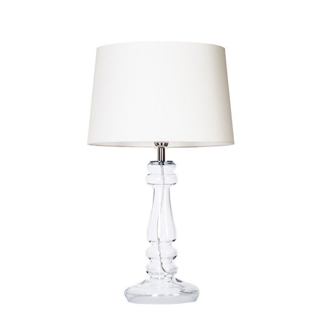 lampa szklana stołowa z białym abażurem - nowoczesna