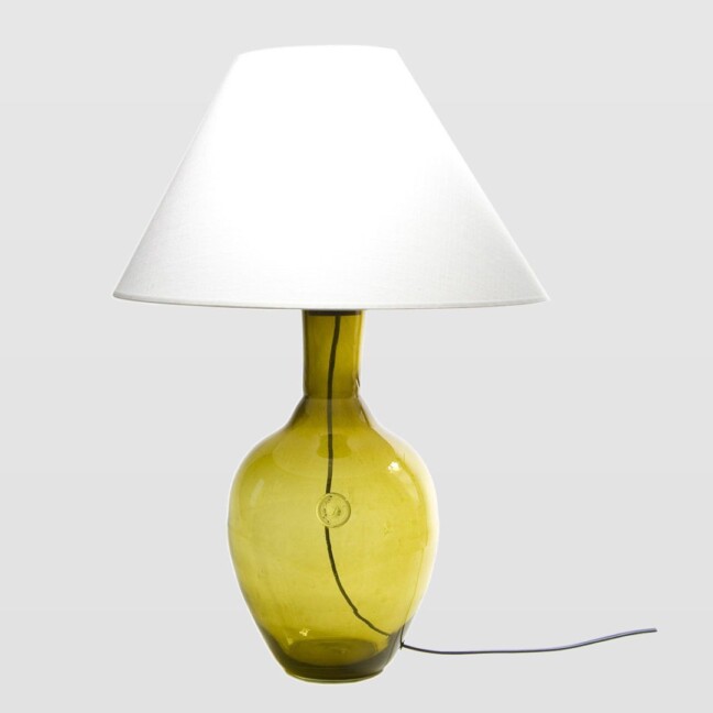 miodowa lampa stojąca z abażurem - nowoczesny design