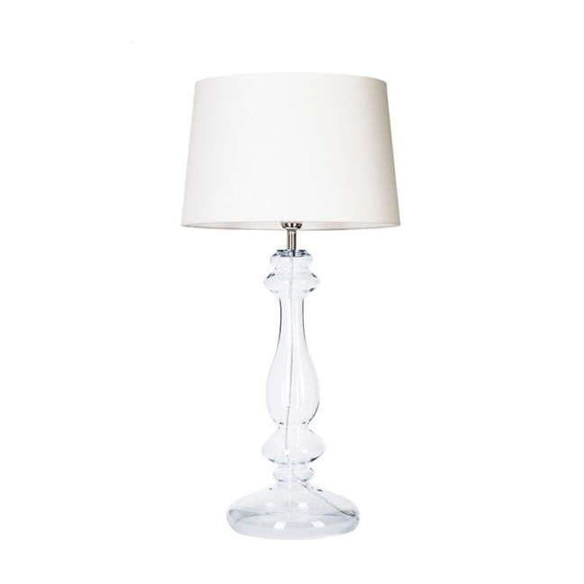 biała elegancka lampa stojąca na stół - szklana bezbarwna